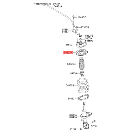 Опора стойки амортизатора (ремкомплект) верхняя 54620-2F000 Mobis - 546202F000 - схема с каталога 54623A, KKMAPLS06 546202F000