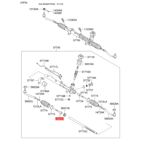 Тяга рульова 57724-1M000 Mobis - 577241M000 - схема з каталогу 57724, KKMAPTD08 577241M000