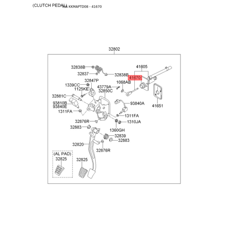 Циліндр зчеплення головний 41670-1M000 Mobis - 416701M000 - схема з каталогу 41670, KKMAPTD08 416701M000