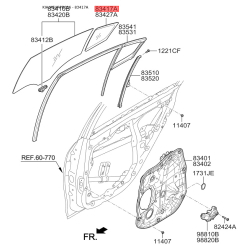 Боковое стекло (окно) двери левое 83417-A7010 Mobis