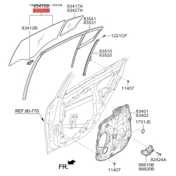Бокове вікно дверей праве 83420-A7010 Mobis