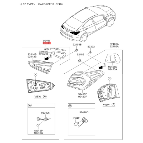 Фонарь задний правый 92404-A7320 Mobis - 92404A7320 - схема с каталога 92406, KEURPA712 92404A7320