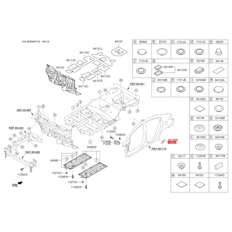 Накладка арки колеса наружная пластиковая левая 84116-A7000 Mobis - 84116A7000 - схема с каталога 84116, KKMAPA716 84116A7000