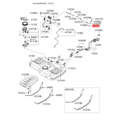 Абсорбер, паливна система, комплектуючі 31353-2F800 Mobis - 313532F800 - схема з каталогу 41370, KEURPLD06 313532F800