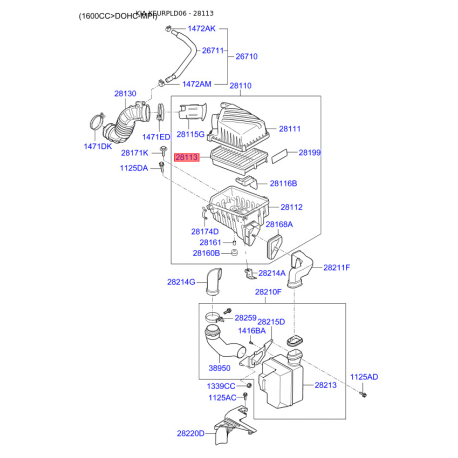 Фільтр повітряний S2811-32F250 Mobis - S281132F250 - схема з каталогу 28113, KEURPLD06 S281132F250