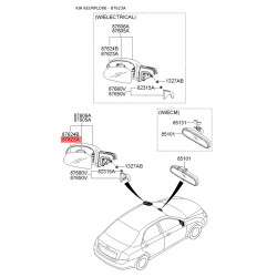 Зеркальный элемент наружного зеркала задний левый 87611-2F100 Mobis
