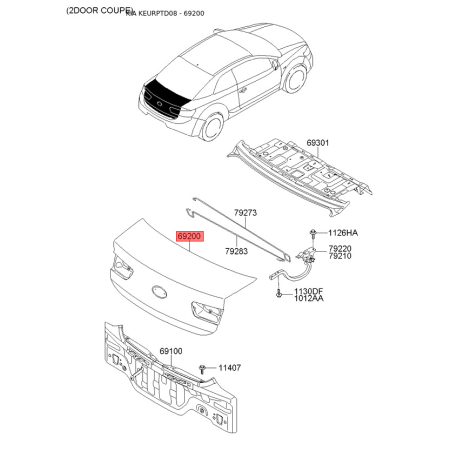 Задняя дверь 69200-1M030 Mobis - 692001M030 - схема с каталога 69200, KEURPTD08 692001M030