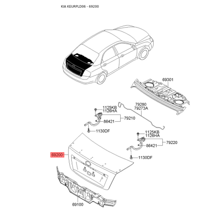 Задні двері 69200-2F581 Mobis - 692002F581 - схема з каталогу 69200, KEURPLD06 692002F581