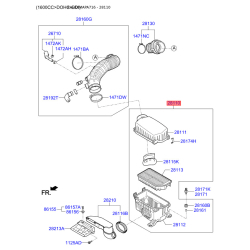 Кришка, корпус повітряного фільтра 28110-A5300 Mobis
