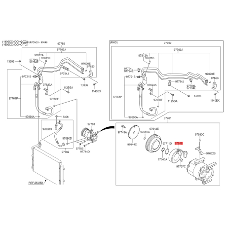 Котушка, електромагнітне зчеплення - компресор 97641-2K000 Mobis - 976412K000 - схема з каталогу 97646, HEURPDN10 976412K000