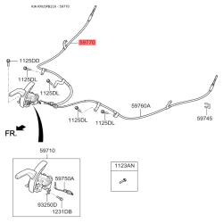Трос стоянкової гальмівної системи правий 59770-B2300 Mobis