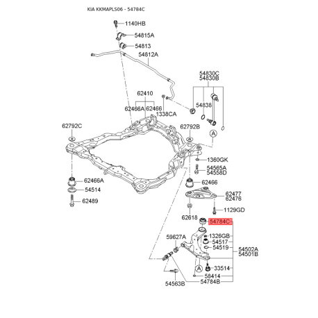 Сайлентблок рычага 54584-2F000 Mobis - 545842F000 - схема с каталога 54784C, KKMAPLS06 545842F000