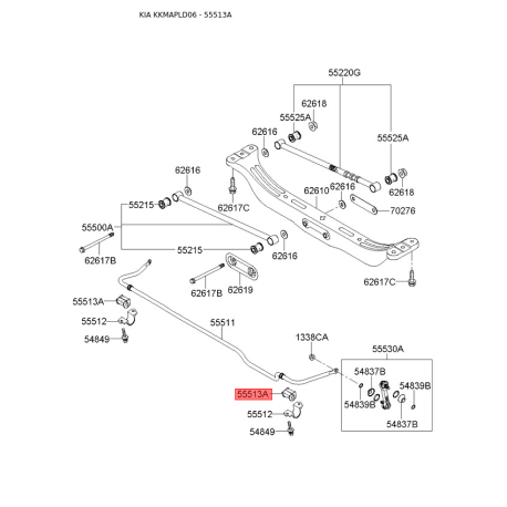 Втулка стабілізатора 55513-2F000 Mobis - 555132F000 - схема з каталогу 55513A, KKMAPLD06 555132F000