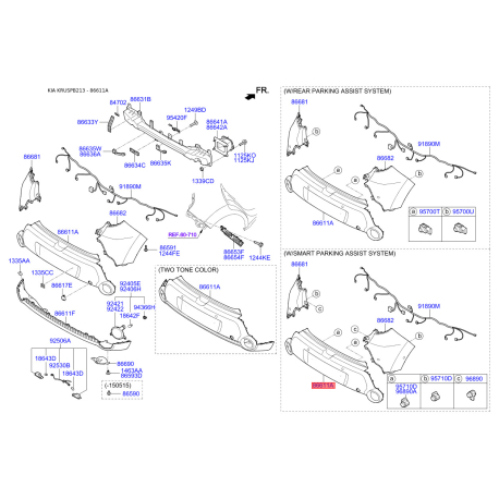 Бампер 86611-B2110 Mobis - 86611B2110 - схема с каталога 86611A, KRUSPB213 86611B2110