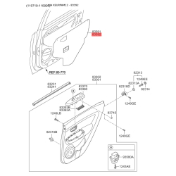 Ущільнювач (прокладка), бічне скло правий 83392-2K000 Mobis