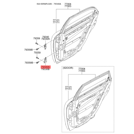 Петля боковой двери правая нижняя 79440-2F000 Mobis - 794402F000 - схема с каталога 79340A, KKMAPLS06 794402F000