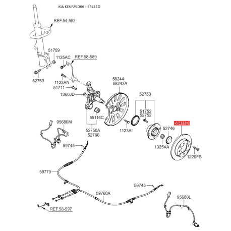 Диск гальмівний S5841-12F100A Mobis - S584112F100A - схема з каталогу 58411D, KEURPLD06 S584112F100A