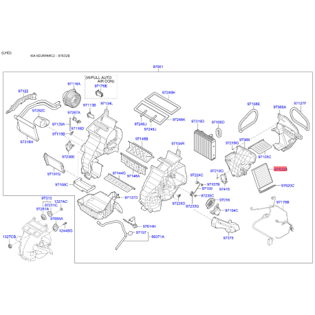 Фильтр салона S9713-32K000 Mobis - S971332K000 - схема с каталога 97632B, KEURPAM12 S971332K000