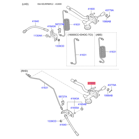 Цилиндр сцепления главный 41600-2K310 Mobis - 416002K310 - схема с каталога 41600, KEURPAM12 416002K310