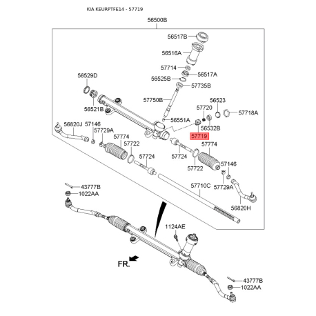 Упор (подпятник, пробка) регулировки рулевого механизма 57719-3Q000 Mobis - 577193Q000 - схема с каталога 57719, KEURPTFE14 577193Q000