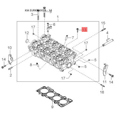 Натяжной ролик ремня ГРМ 24410-2X701 Mobis - 244102X701 - схема с каталога 13, EURKRS002A 244102X701