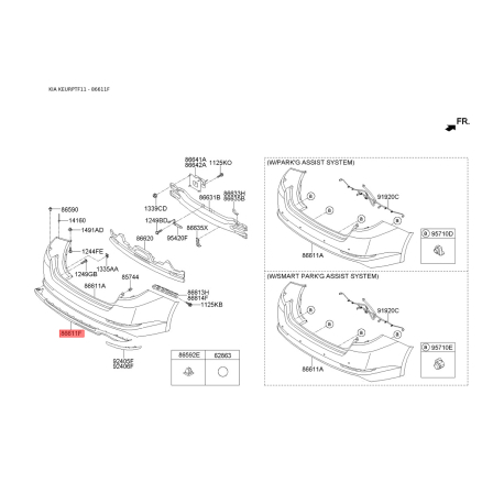 Бампер нижній 86612-2T000 Mobis - 866122T000 - схема з каталогу 86611F, KEURPTF11 866122T000