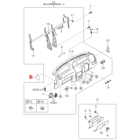 Свеча зажигания 0K2A1-18110 Mobis - 0K2A118110 - схема с каталога 2, EURKFD002A 0K2A118110