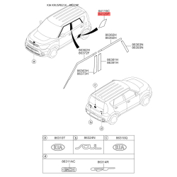 Накладка арки колеса наружная пластиковая правая нижняя 87549-B2000 Mobis