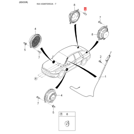 Важіль підвіски колеса правий 0K30B-34300B Mobis - 0K30B34300B - схема з каталогу 7, USAKFD002A 0K30B34300B