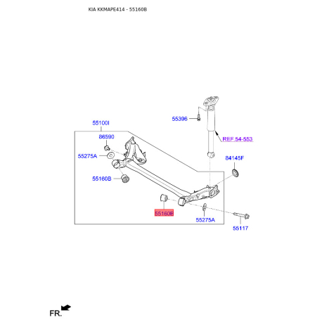 Сайлентблок балки 55160-E4000 Mobis - 55160E4000 - схема з каталогу 55160B, KKMAPE414 55160E4000