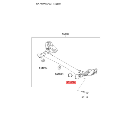 Сайлентблок балки 55160-2K301 Mobis - 551602K301 - схема з каталогу 55160B, KKMAPAM12 551602K301