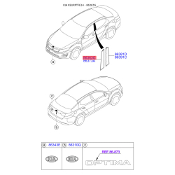 Облицовка / защитная накладка, стекло двери задняя левая 86363-2T010 Mobis