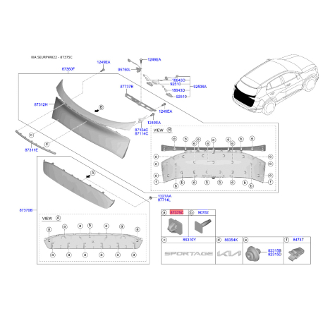 Винт обивки салона 87382-F6000 Mobis - 87382F6000 - схема с каталога 87375C, SEURPHW22 87382F6000