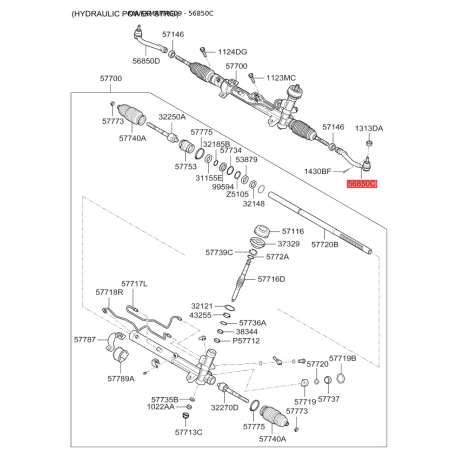 Наконечник кермової тяги лівий 56820-2G000 Mobis - 568202G000 - схема з каталогу 56850C, KKMAPMG09 568202G000