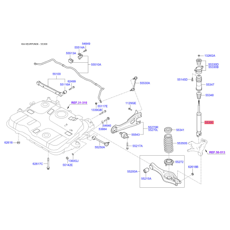 Амортизатор 55311-1D020 Mobis - 553111D020 - схема с каталога 55300, KEURPUN06 553111D020
