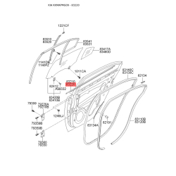 Ущільнювач (прокладка), бічне скло правий 83220-2G000 Mobis