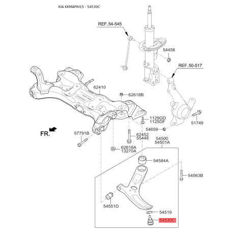 Кульова опора 54530-2K000 Mobis - 545302K000 - схема з каталогу 54530C, KKMAPIH15 545302K000