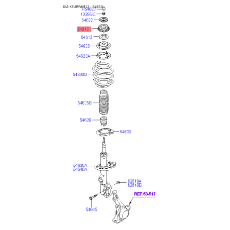 Опора стійки амортизатора 54611-2K100 Mobis - 546112K100 - схема з каталогу 54610, KEURPAM12 546112K100