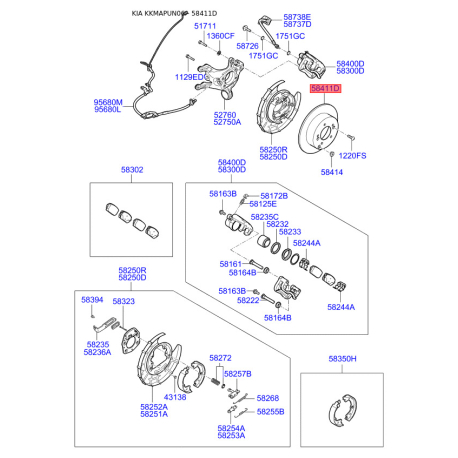 Диск гальмівний 58411-1D000 Mobis - 584111D000 - схема з каталогу 58411D, KKMAPUN06 584111D000