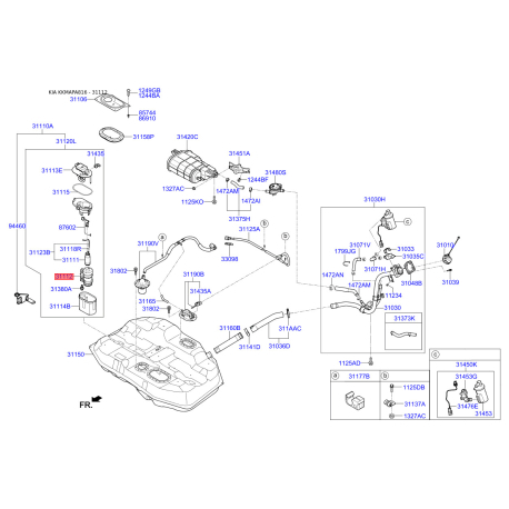 Фильтр топливный 31112-C1100 Mobis - 31112C1100 - схема с каталога 31112, KKMAPA816 31112C1100