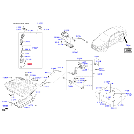 Датчик, запас топлива 94460-4R000 Mobis - 944604R000 - схема с каталога 94460, KEURPTFE14 944604R000