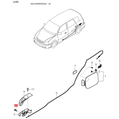 Шайба сайлентблока поперечной балки левая 0K2A1-3446Y Mobis - 0K2A13446Y - схема с каталога 10, EURKRS002A 0K2A13446Y