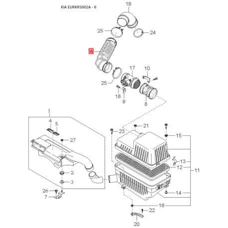 Сайлентблок дифференциала 0K9A4-26256 Mobis - 0K9A426256 - схема с каталога 6, EURKRS002A 0K9A426256