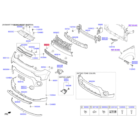 Облицювання / захисна накладка, буфер 86517-B2500 Mobis - 86517B2500 - схема з каталогу 86517, KRUSPB216 86517B2500