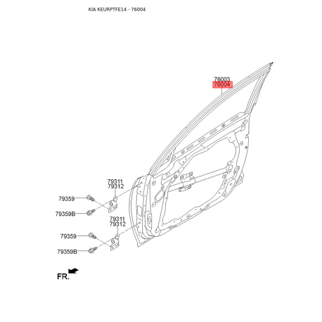 Дверь, кузов правая 76004-2T000 Mobis - 760042T000 - схема с каталога 76004, KEURPTFE14 760042T000