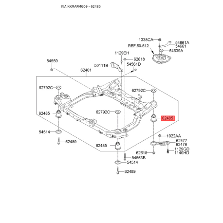 Сайлентблок балки 62485-1D000 Mobis - 624851D000 - схема с каталога 62485, KKMAPMG09 624851D000