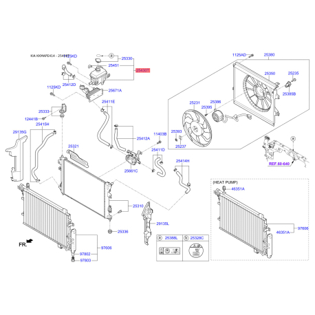 Бачок расширительный 25430-E4500 Mobis - 25430E4500 - схема с каталога 25430T, KKMAPE414 25430E4500