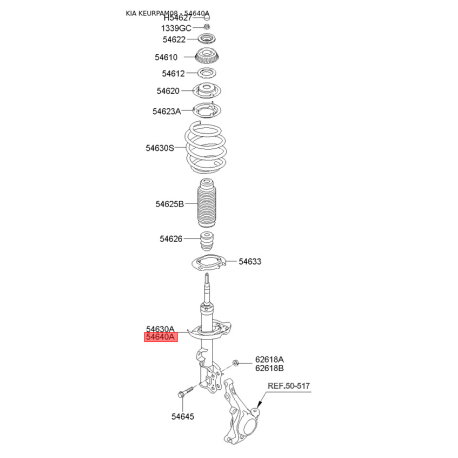 Амортизатор правий 54660-2K930 Mobis - 546602K930 - схема з каталогу 54640A, KEURPAM08 546602K930