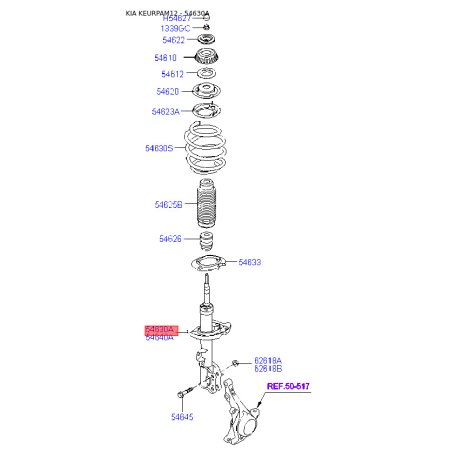 Амортизатор лівий 54650-2K850 Mobis - 546502K850 - схема з каталогу 54630A, KEURPAM12 546502K850