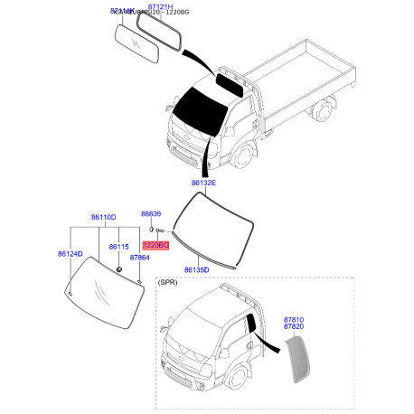 Гвинт оббивки салону 12201-06127B Mobis - 1220106127B - схема з каталогу 1220BG, KEURPPU20 1220106127B